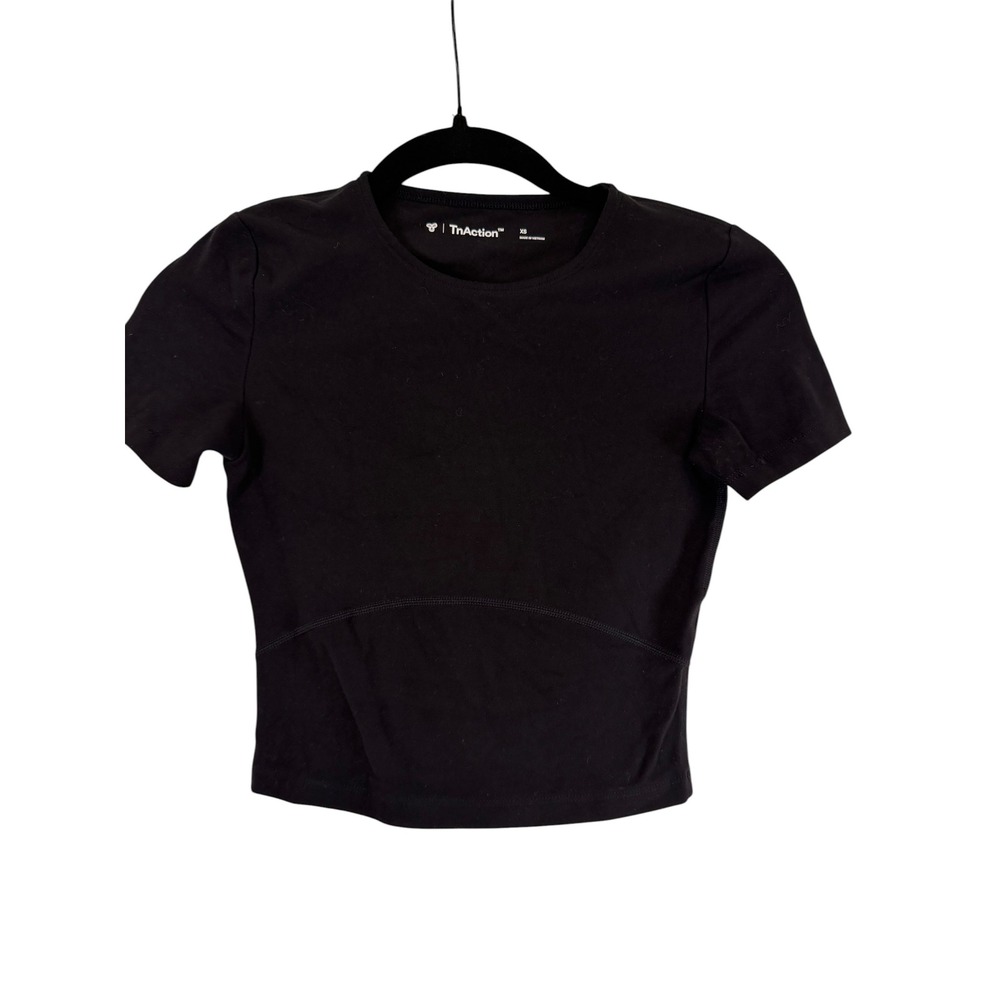 TNAction Aritzia Black Short Sleeve Cropped Athletic T-Shirt XS